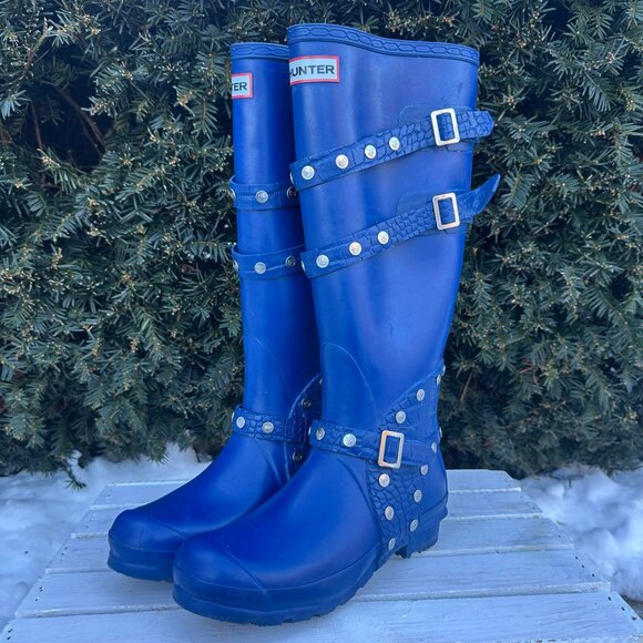 Hunter Festival Wellington Studded Tall Rain Boots - Size 8 - Picture 1 of 14